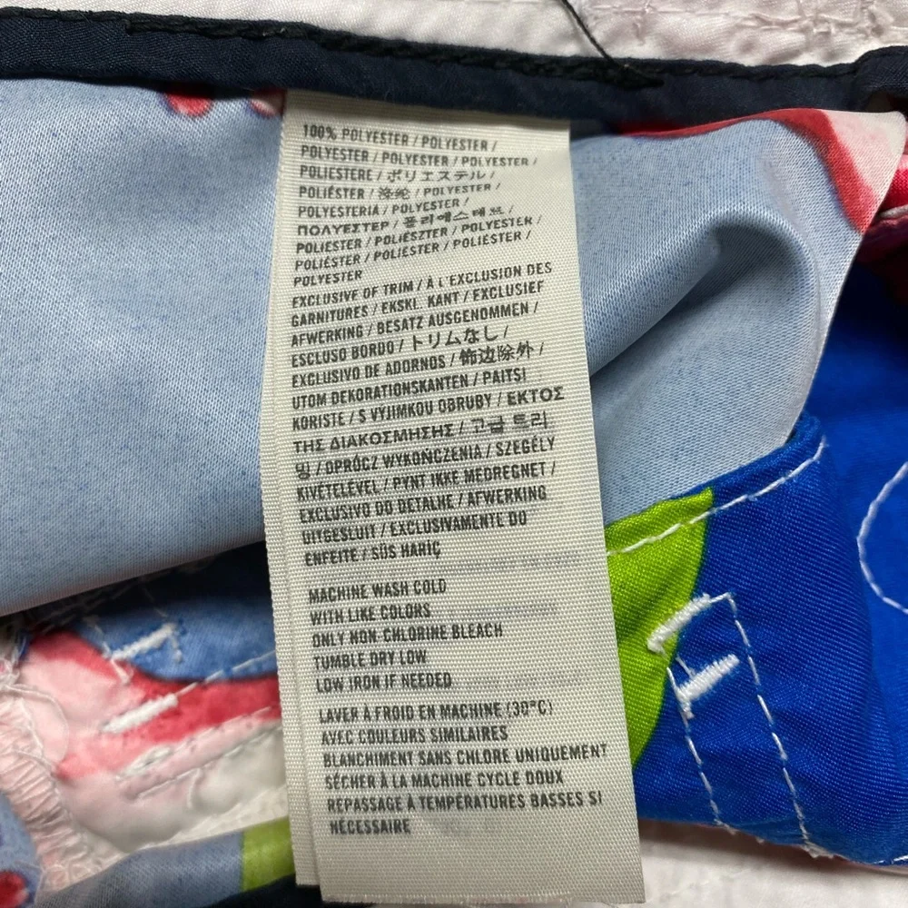 Abercrombie & Fitch Blue Hawaiian Floral Print Unlined Swim Trunks Size Large